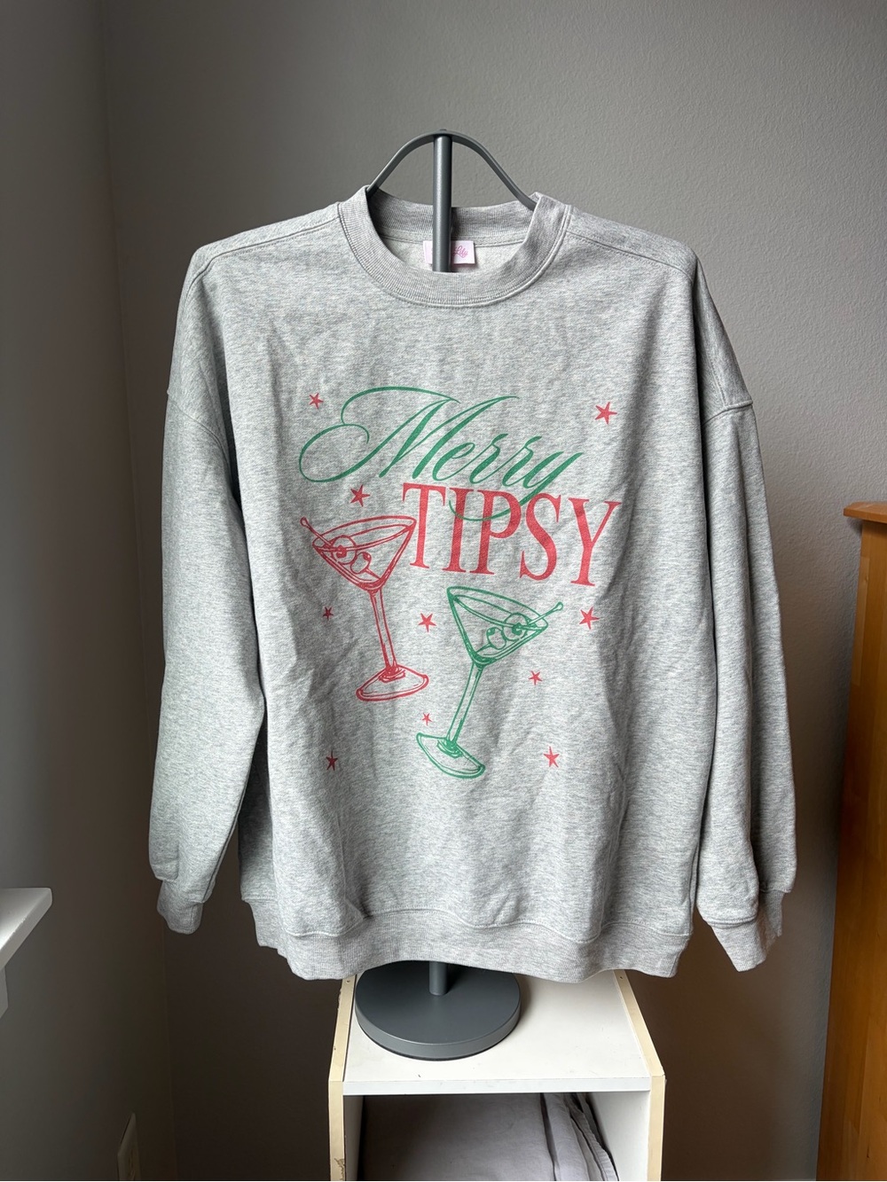 Merry Tipsy Grey Holiday Sweatshirt